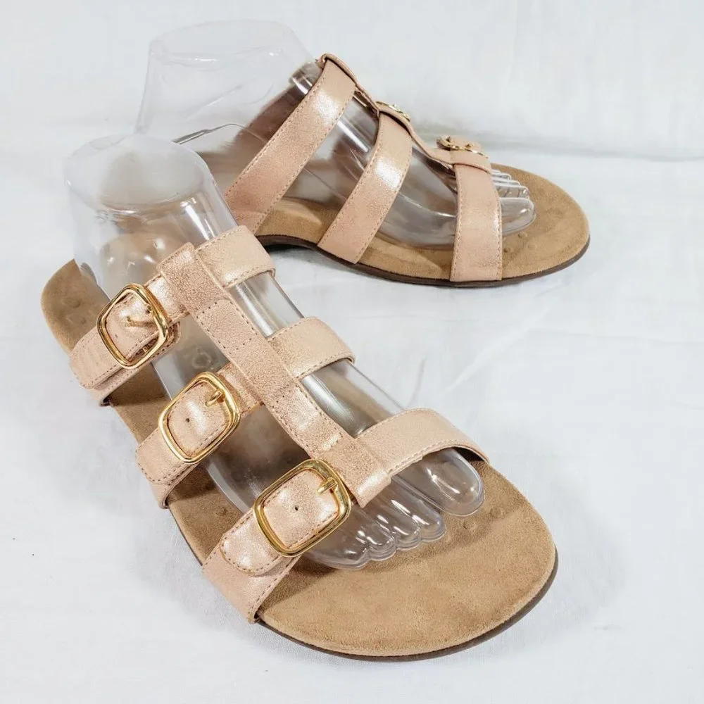 Vionic Misa Rose Gold Slides Sandals 9 Wide 9W - Picture 1 of 6